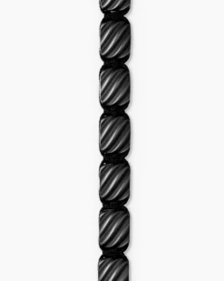 Sculpted Cable Woven Tile Bracelet Black Titanium with Sterling Silver and Black Nylon, 8.5mm