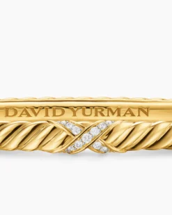 Sculpted Cable X Bracelet 18K Yellow Gold with Diamonds, 4.6mm
