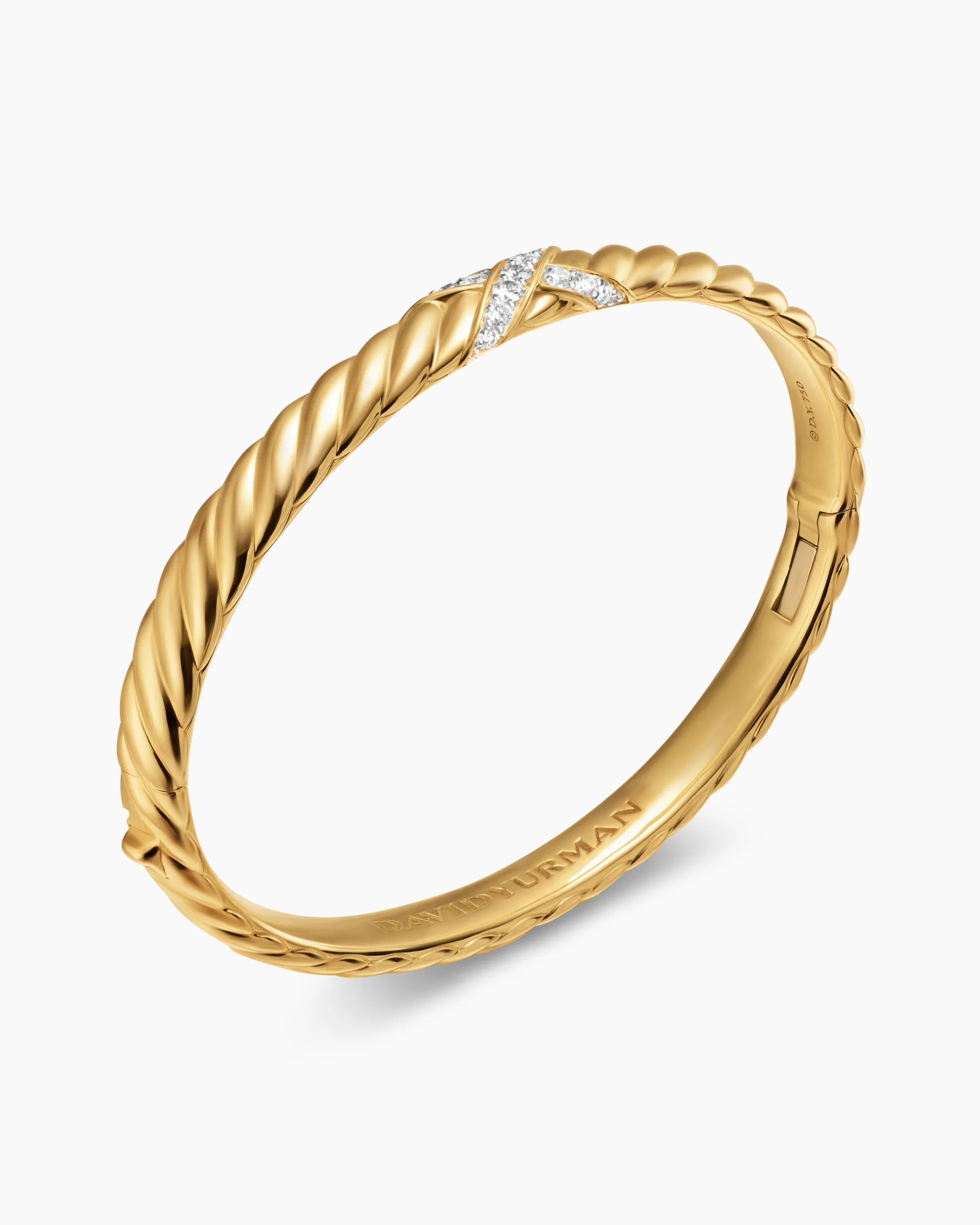 Sculpted Cable X Center Station Bracelet 18K Yellow Gold with Diamonds, 6.2mm