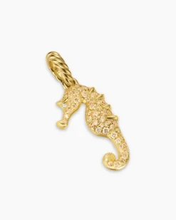 Seahorse Amulet 18K Yellow Gold with Cognac Diamonds and Diamonds, 22mm