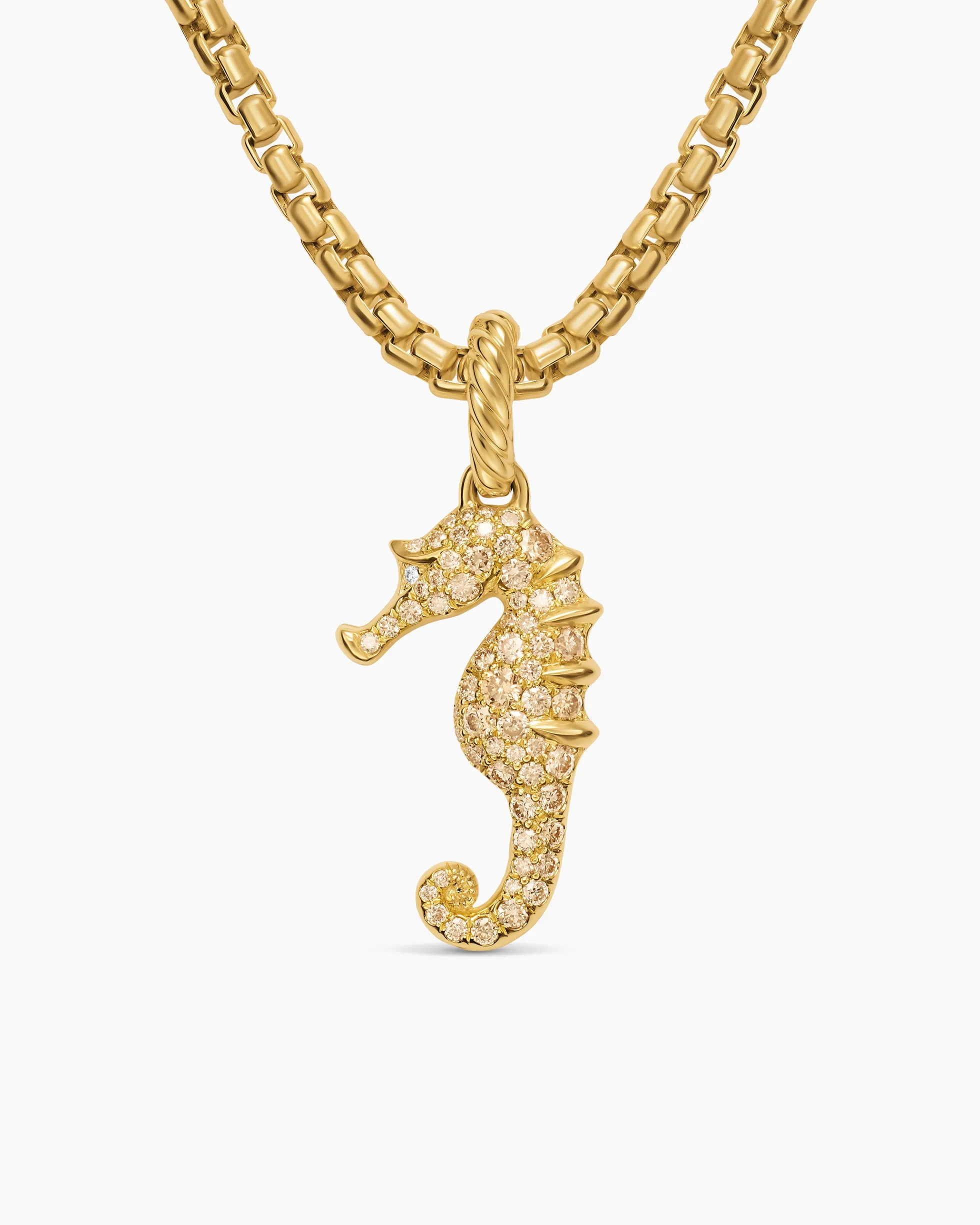 Seahorse Amulet 18K Yellow Gold with Cognac Diamonds and Diamonds, 22mm