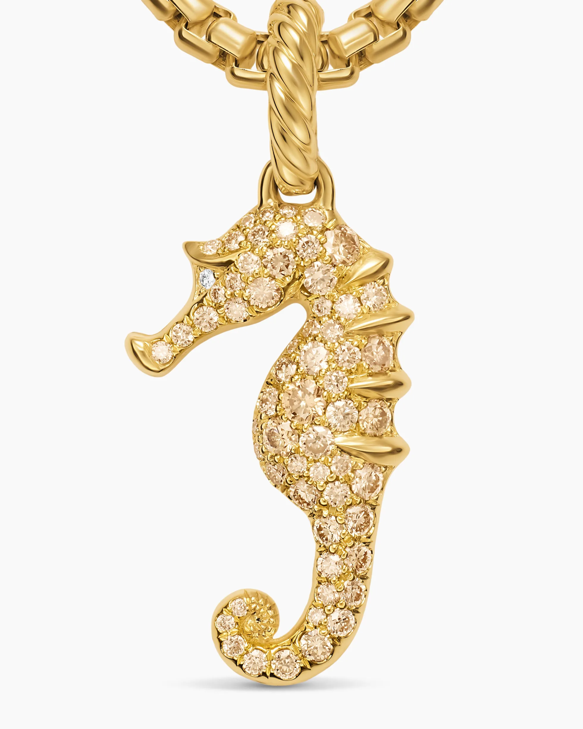 Seahorse Amulet 18K Yellow Gold with Cognac Diamonds and Diamonds, 22mm