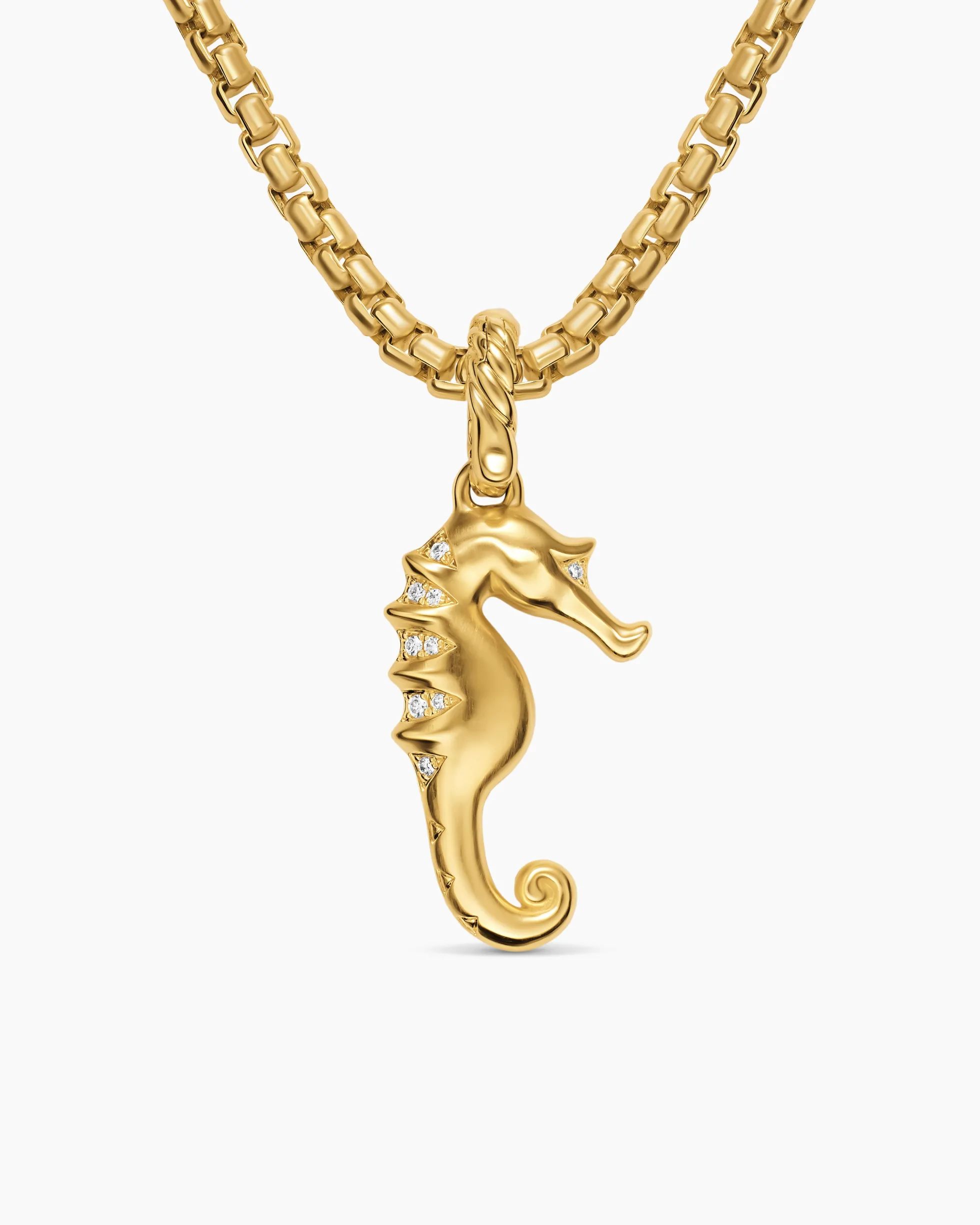 Seahorse Amulet 18K Yellow Gold with Cognac Diamonds and Diamonds, 22mm