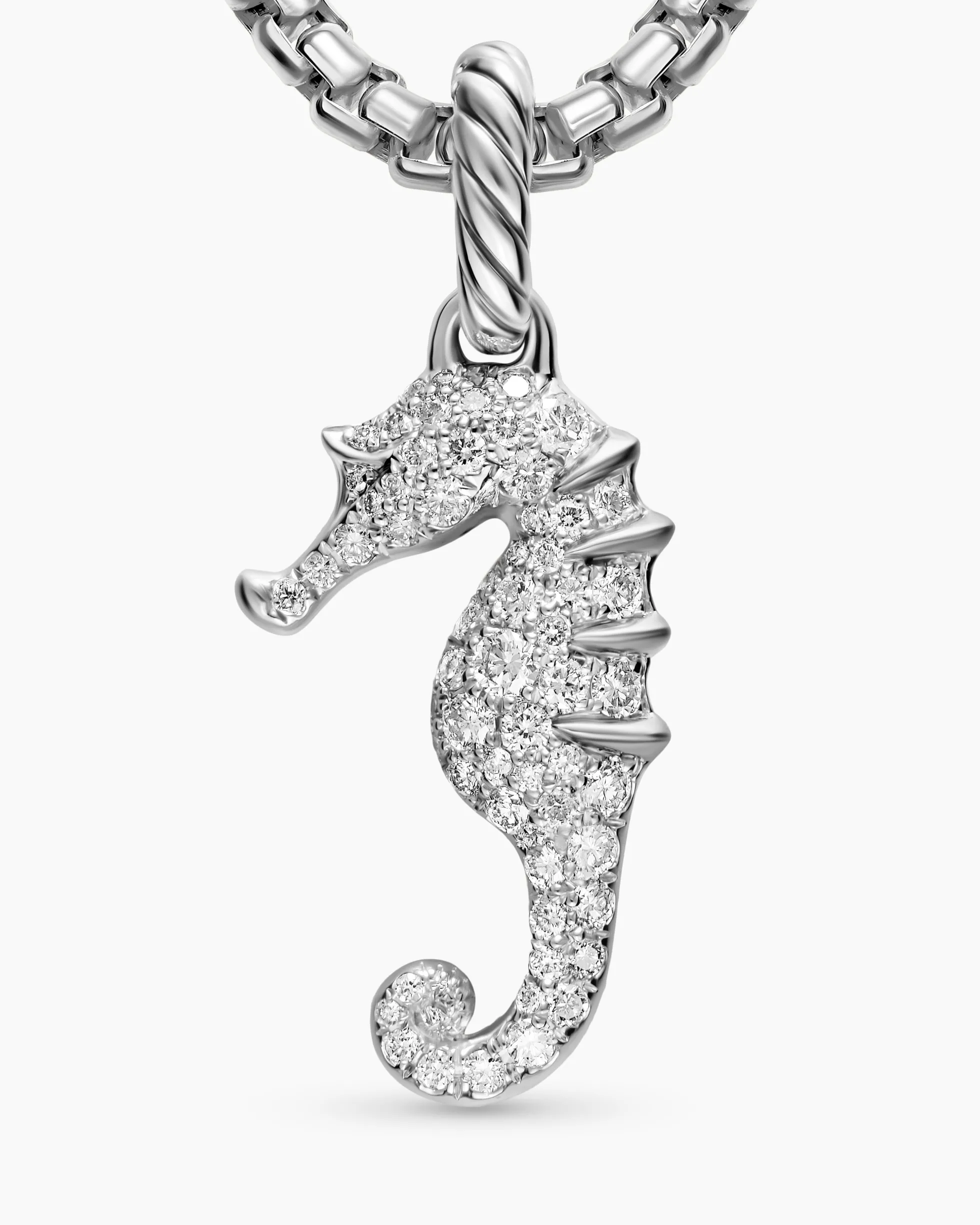 Seahorse Amulet Sterling Silver with Diamonds, 22mm