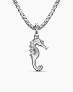 Seahorse Amulet Sterling Silver with Diamonds, 22mm