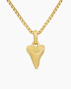 Shark Tooth Amulet 18K Yellow Gold, 17mm