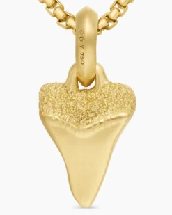 Shark Tooth Amulet 18K Yellow Gold, 17mm