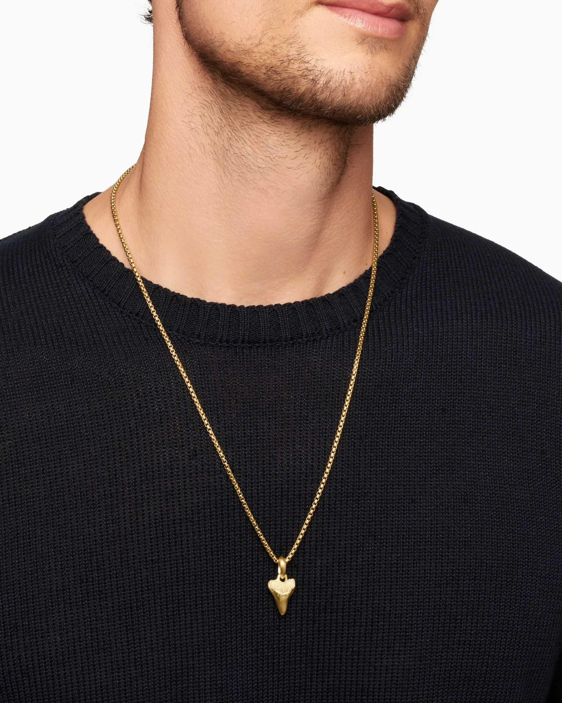 Shark Tooth Amulet 18K Yellow Gold, 17mm