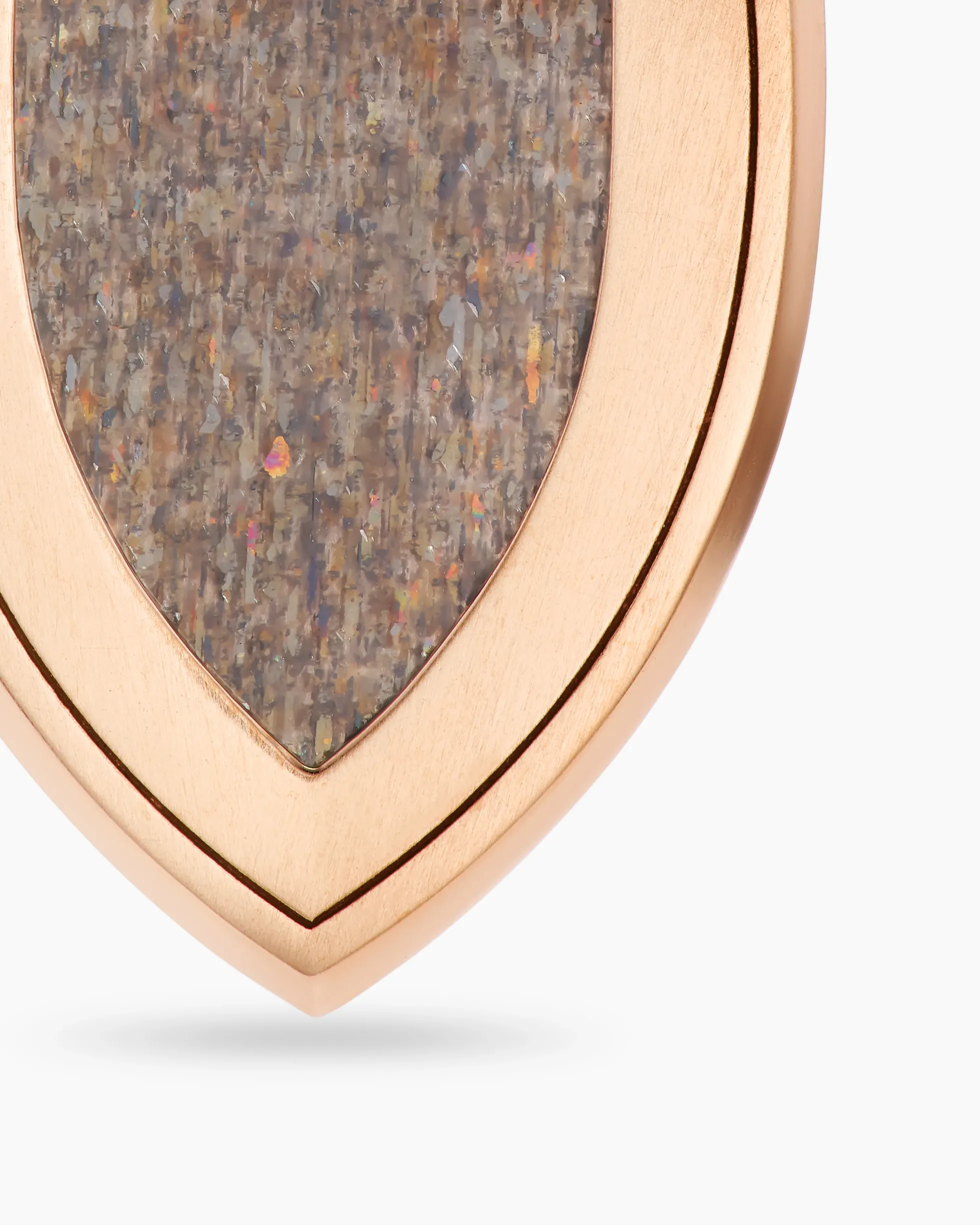 Shield Amulet 18K Rose Gold with Black Sun Stone and Cognac Diamonds, 27mm