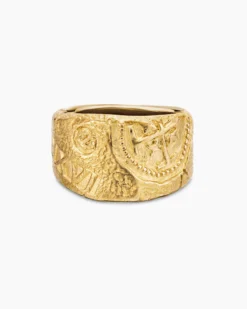 Shipwreck Cigar Band Ring 18K Yellow Gold, 15mm