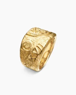 Shipwreck Cigar Band Ring 18K Yellow Gold, 15mm