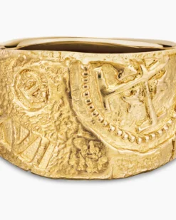 Shipwreck Cigar Band Ring 18K Yellow Gold, 15mm