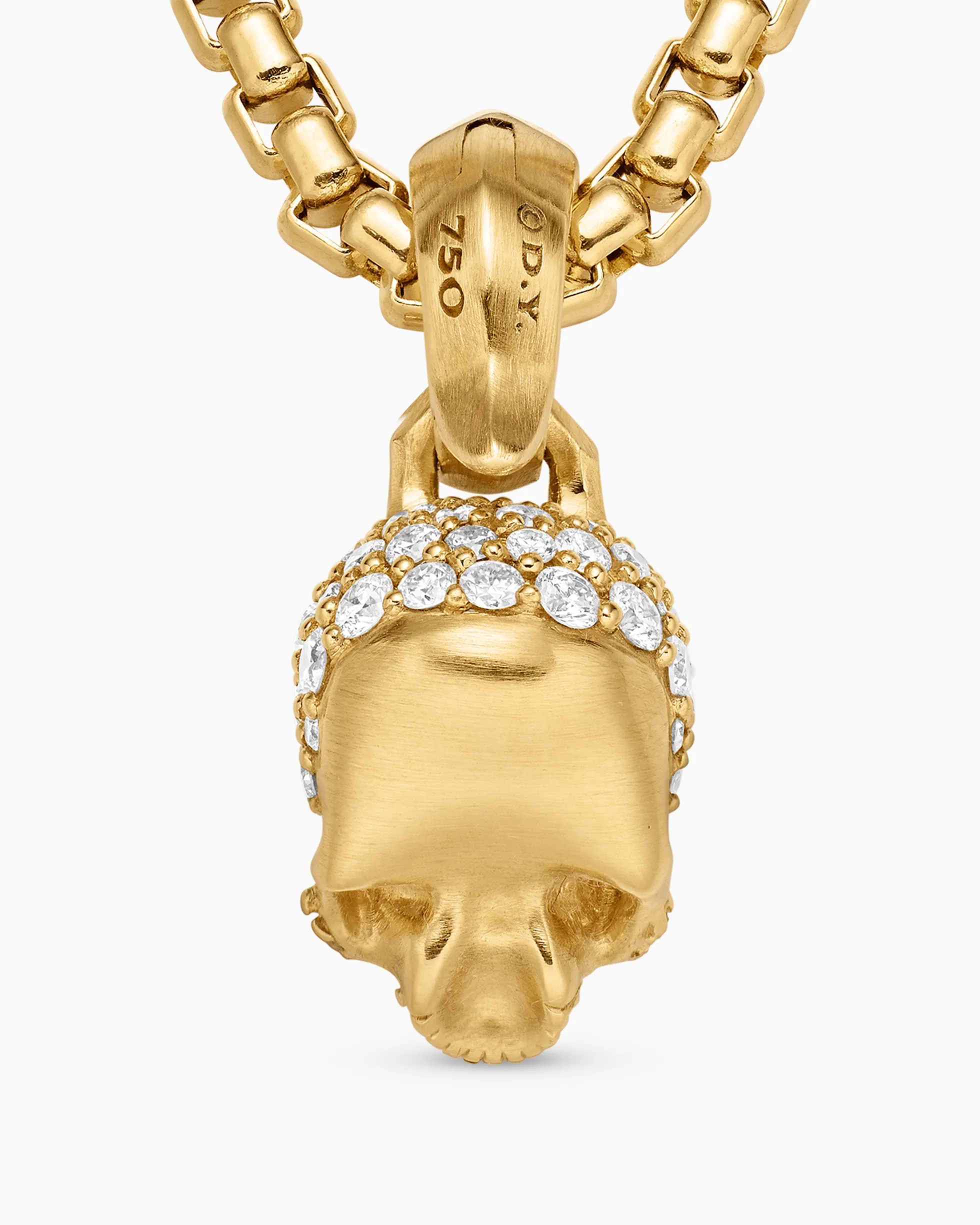 Skull Amulet Full Pavé Diamonds and 18K Yellow Gold, 14mm