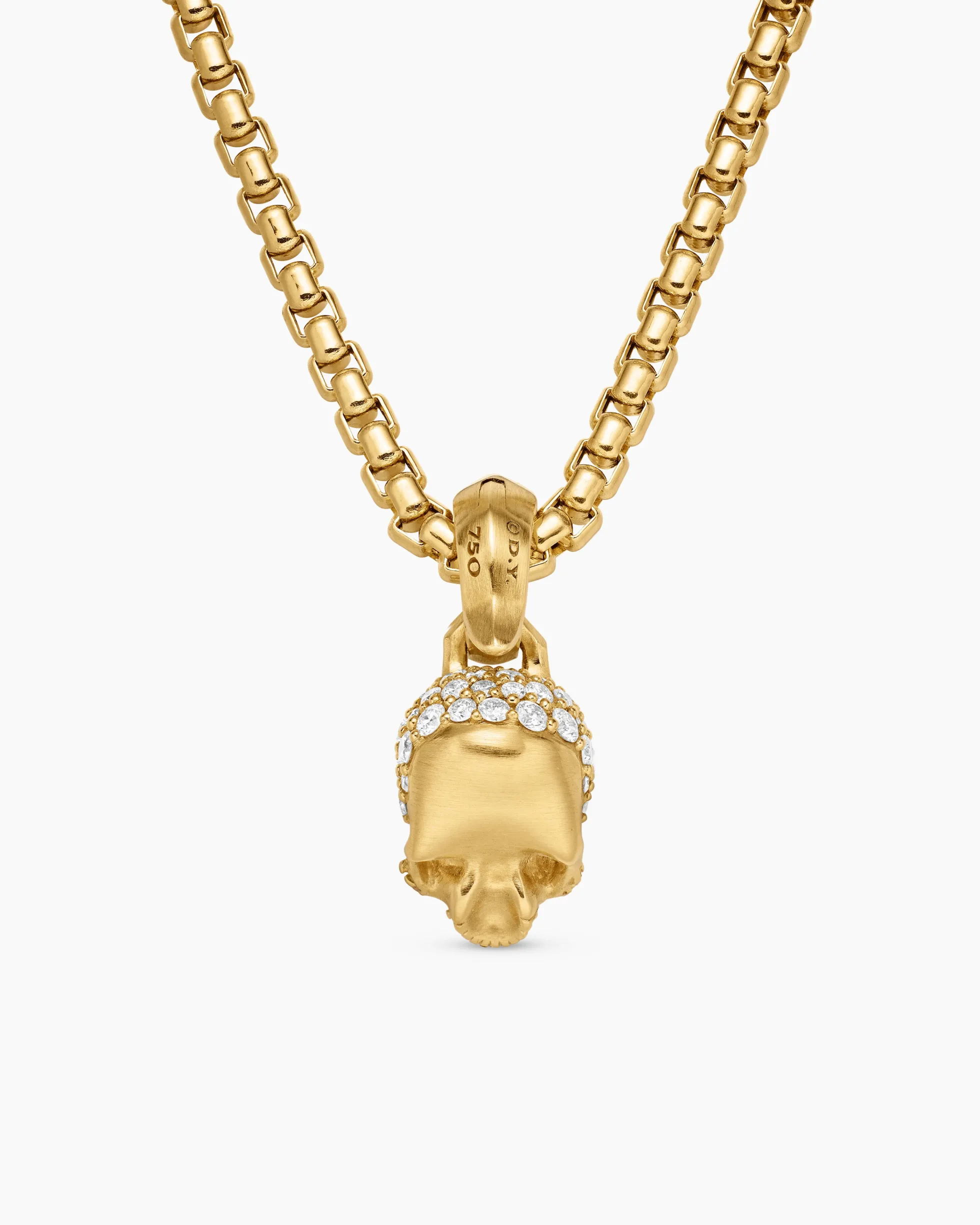Skull Amulet Full Pavé Diamonds and 18K Yellow Gold, 14mm