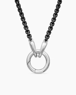 Smooth Amulet Box Chain Necklace Darkened Stainless Steel, 2.7mm