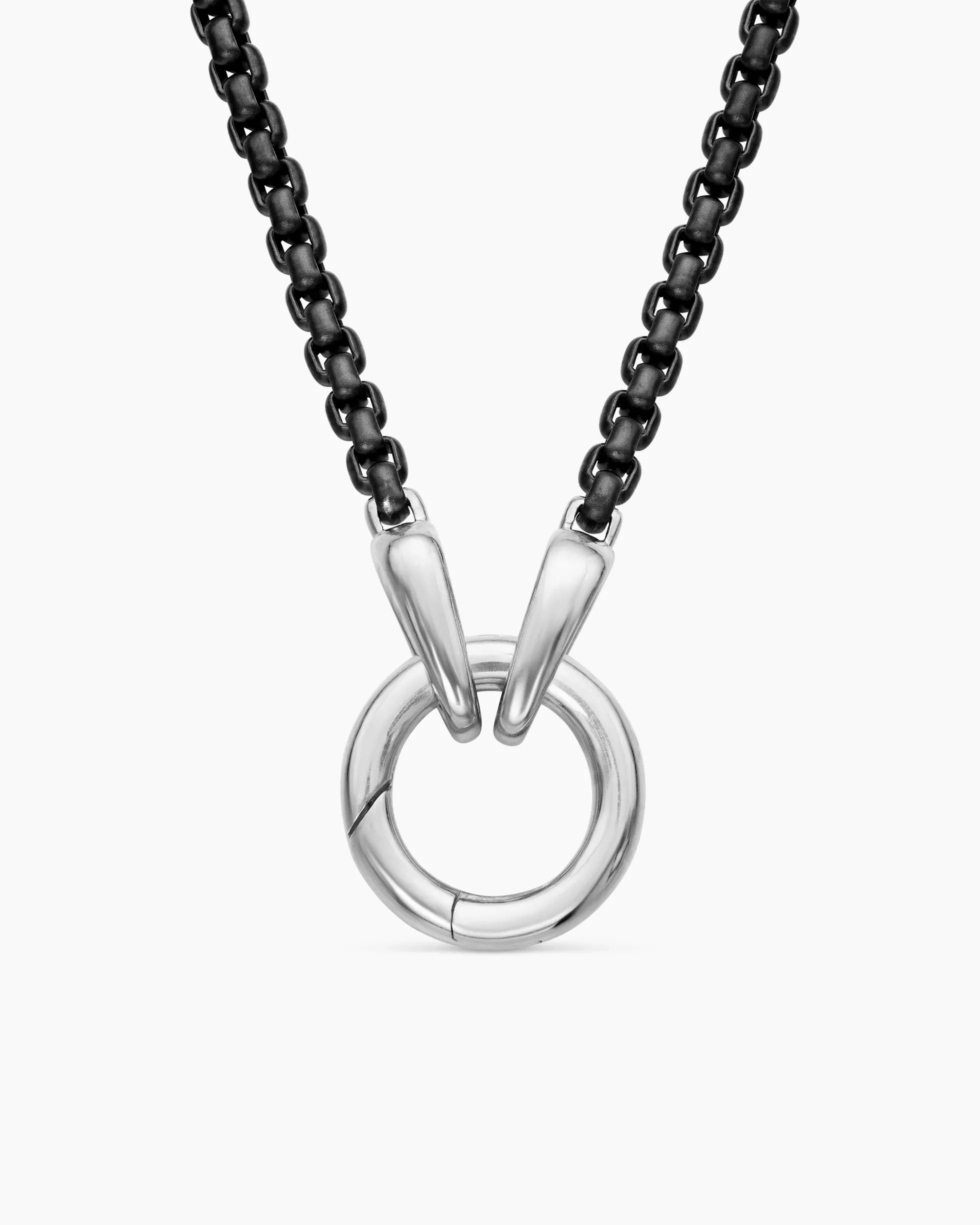Smooth Amulet Box Chain Necklace Darkened Stainless Steel, 2.7mm