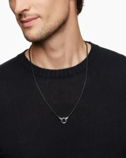 Smooth Amulet Box Chain Necklace Darkened Stainless Steel, 2.7mm