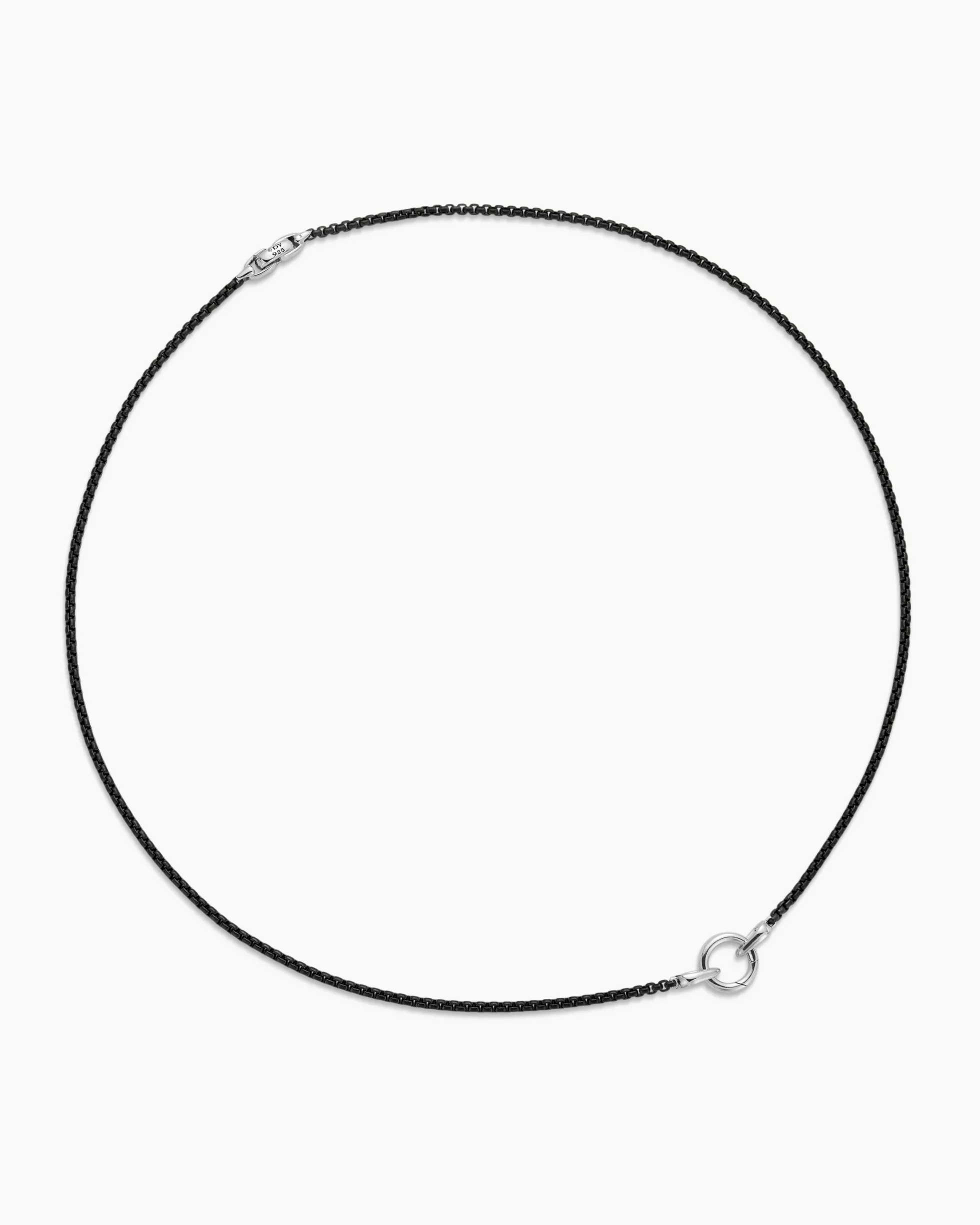 Smooth Amulet Box Chain Necklace Darkened Stainless Steel, 2.7mm