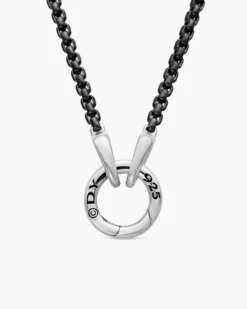Smooth Amulet Box Chain Necklace Darkened Stainless Steel, 2.7mm
