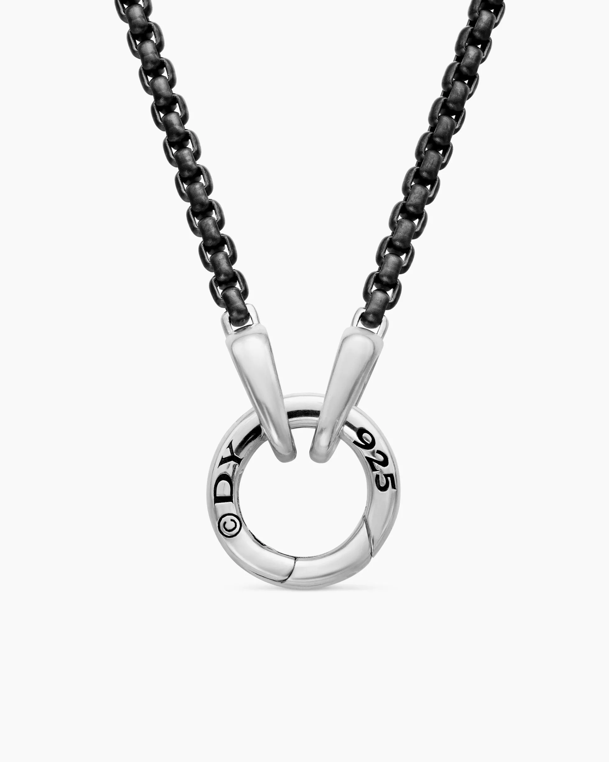 Smooth Amulet Box Chain Necklace Darkened Stainless Steel, 2.7mm