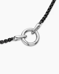 Smooth Amulet Box Chain Necklace Darkened Stainless Steel, 2.7mm