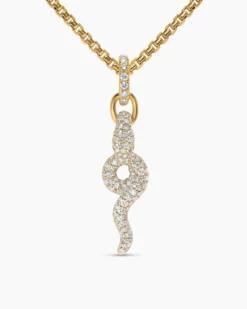 Snake Amulet 18K Yellow Gold with Emeralds and Diamonds, 23.5mm
