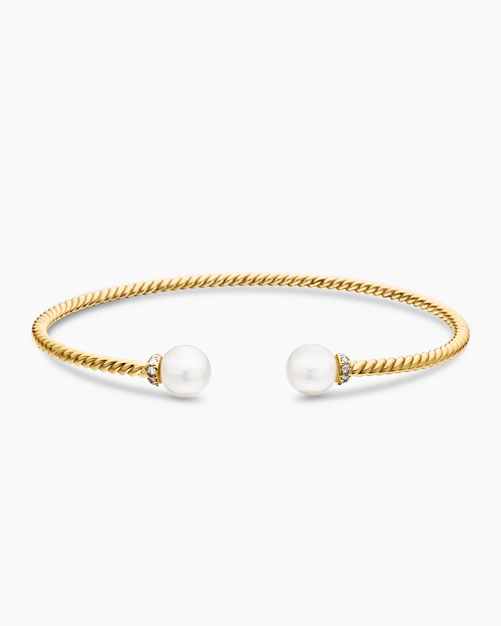 Solari Cablespira® Bracelet 18K Yellow Gold with Pearls and Diamonds, 2.3mm