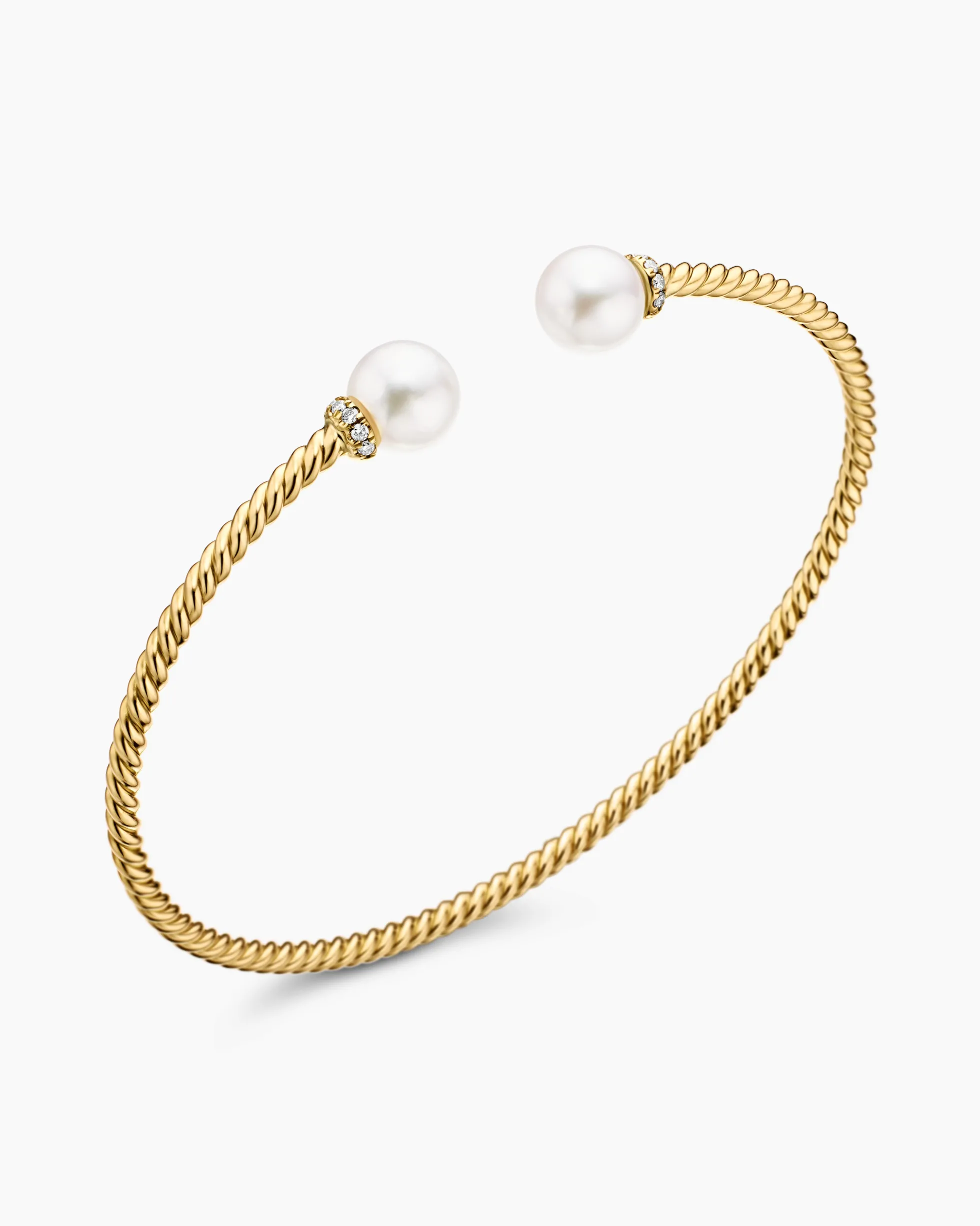 Solari Cablespira® Bracelet 18K Yellow Gold with Pearls and Diamonds, 2.3mm