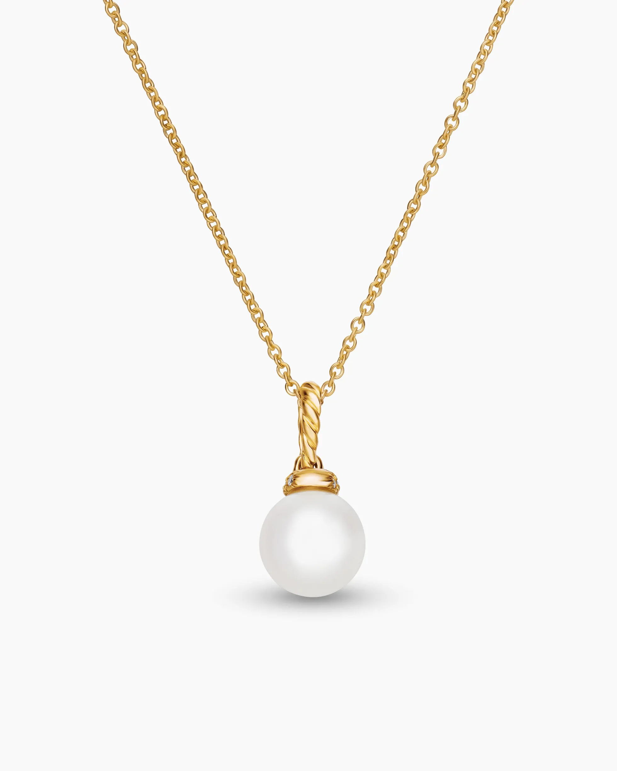 Solari Pendant Necklace 18K Yellow Gold with Pearl and Diamonds, 8mm