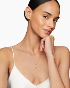 Solari Pendant Necklace 18K Yellow Gold with Pearl and Diamonds, 8mm