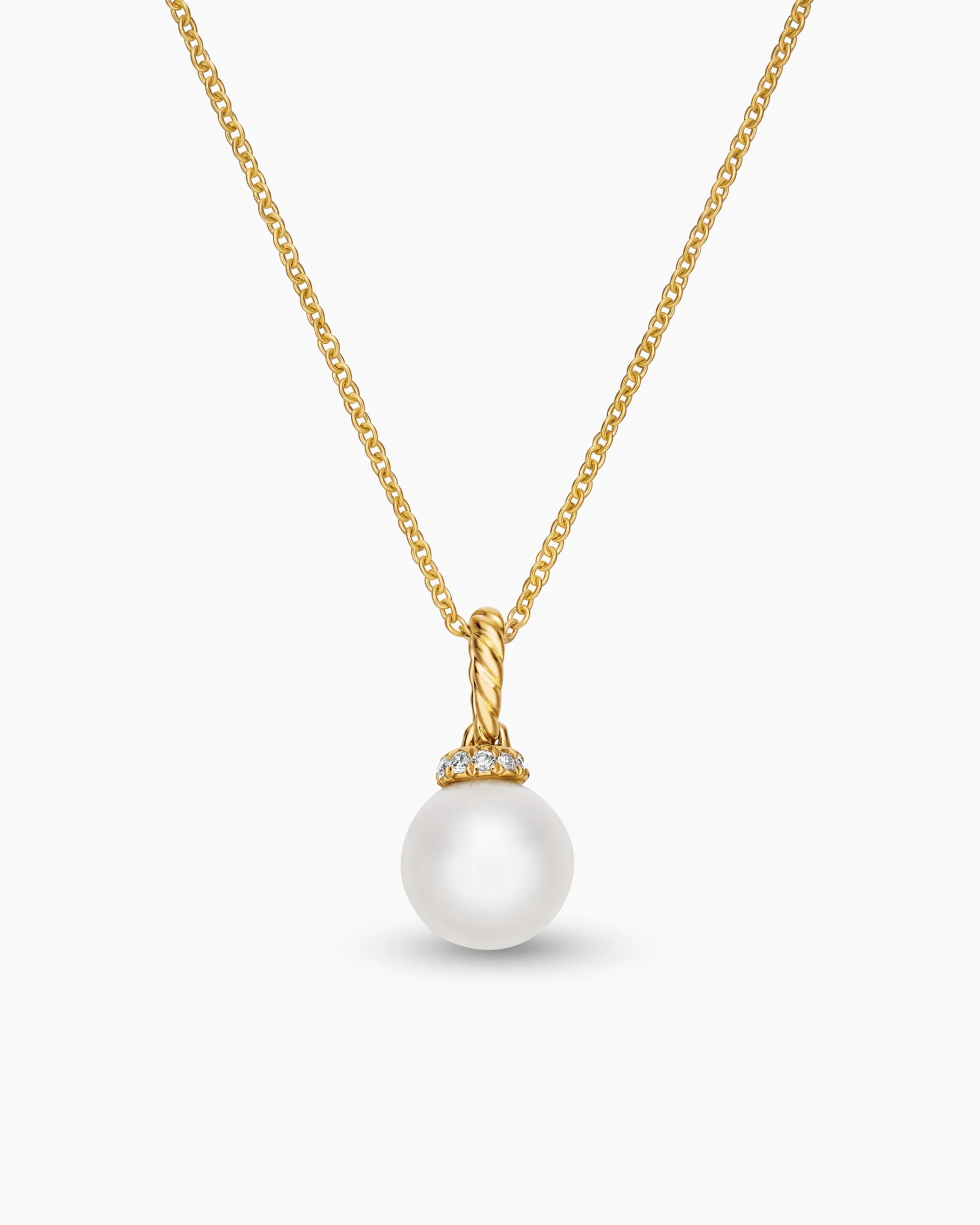 Solari Pendant Necklace 18K Yellow Gold with Pearl and Diamonds, 8mm