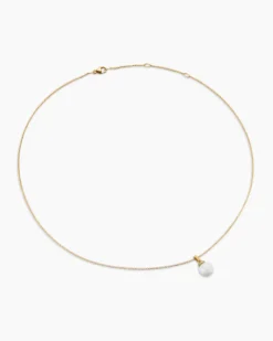 Solari Pendant Necklace 18K Yellow Gold with Pearl and Diamonds, 8mm