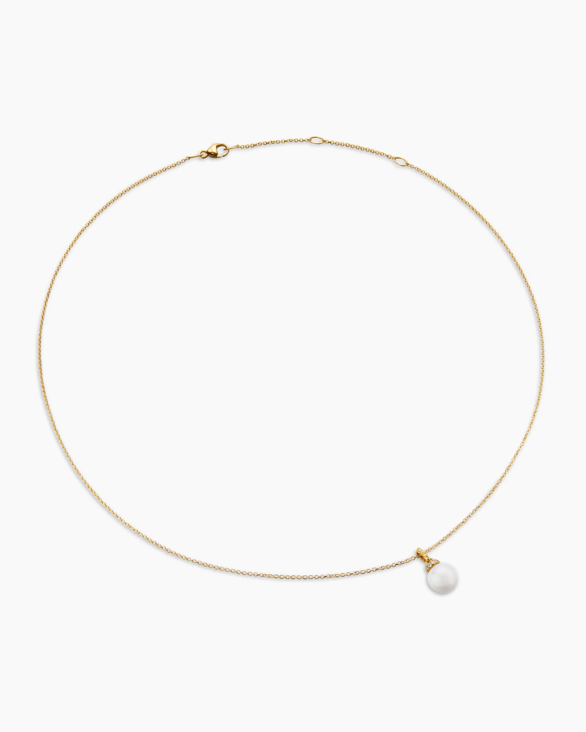 Solari Pendant Necklace 18K Yellow Gold with Pearl and Diamonds, 8mm