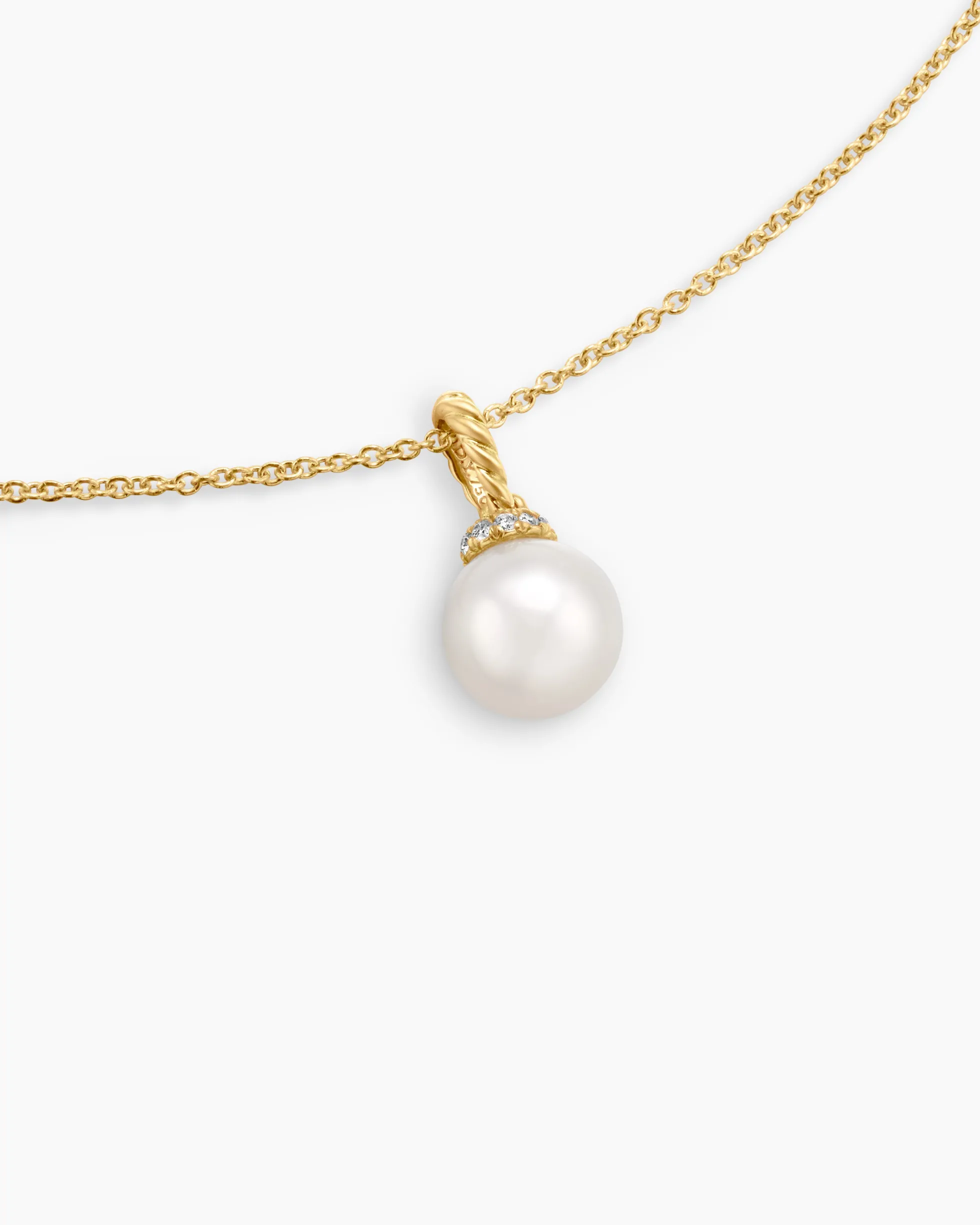 Solari Pendant Necklace 18K Yellow Gold with Pearl and Diamonds, 8mm