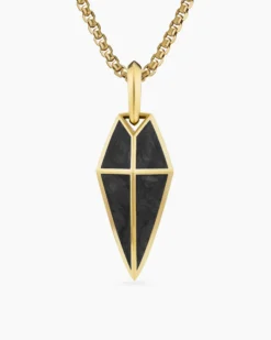 Spearpoint Amulet 18K Yellow Gold with Forged Carbon, 27mm
