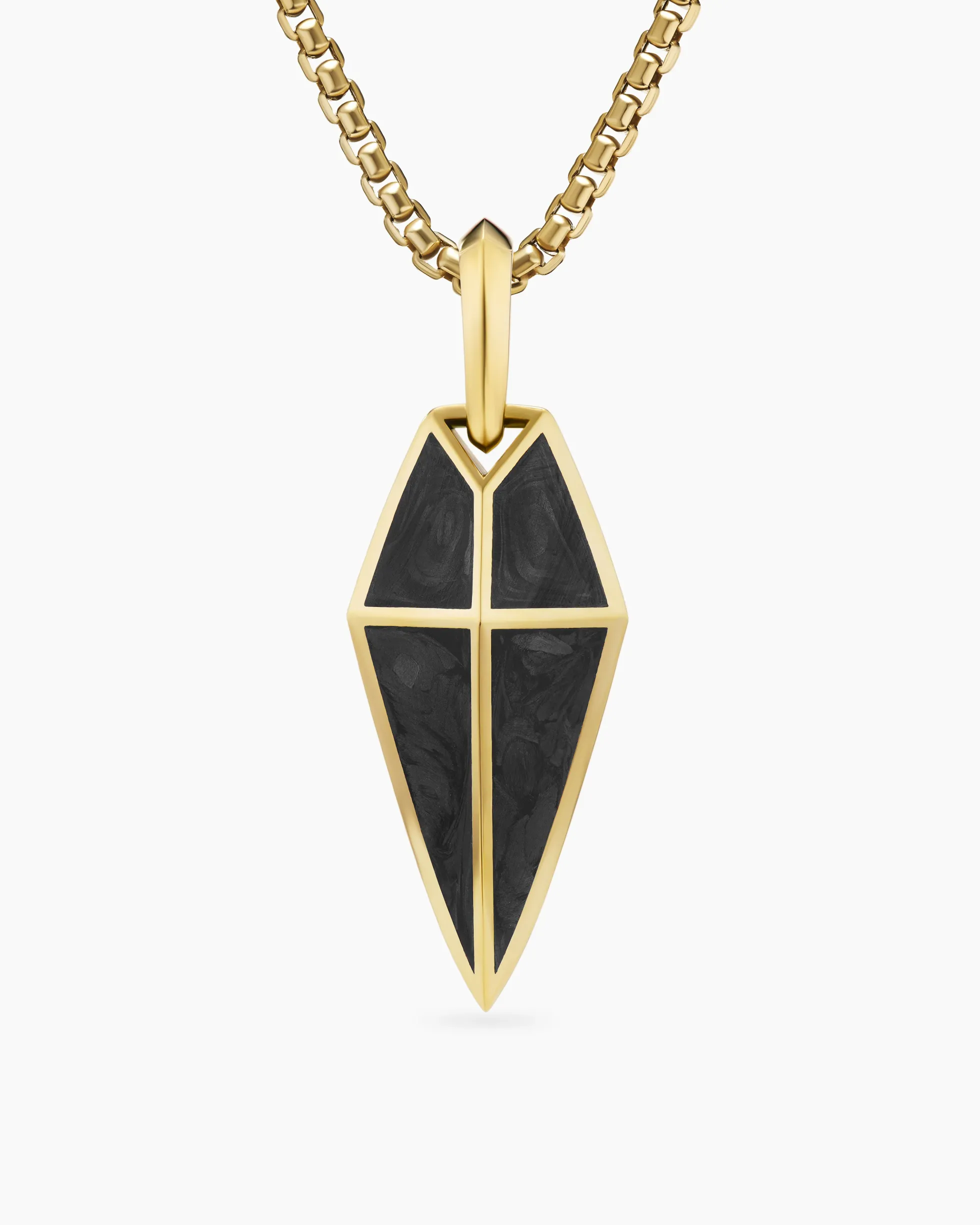 Spearpoint Amulet 18K Yellow Gold with Forged Carbon, 27mm