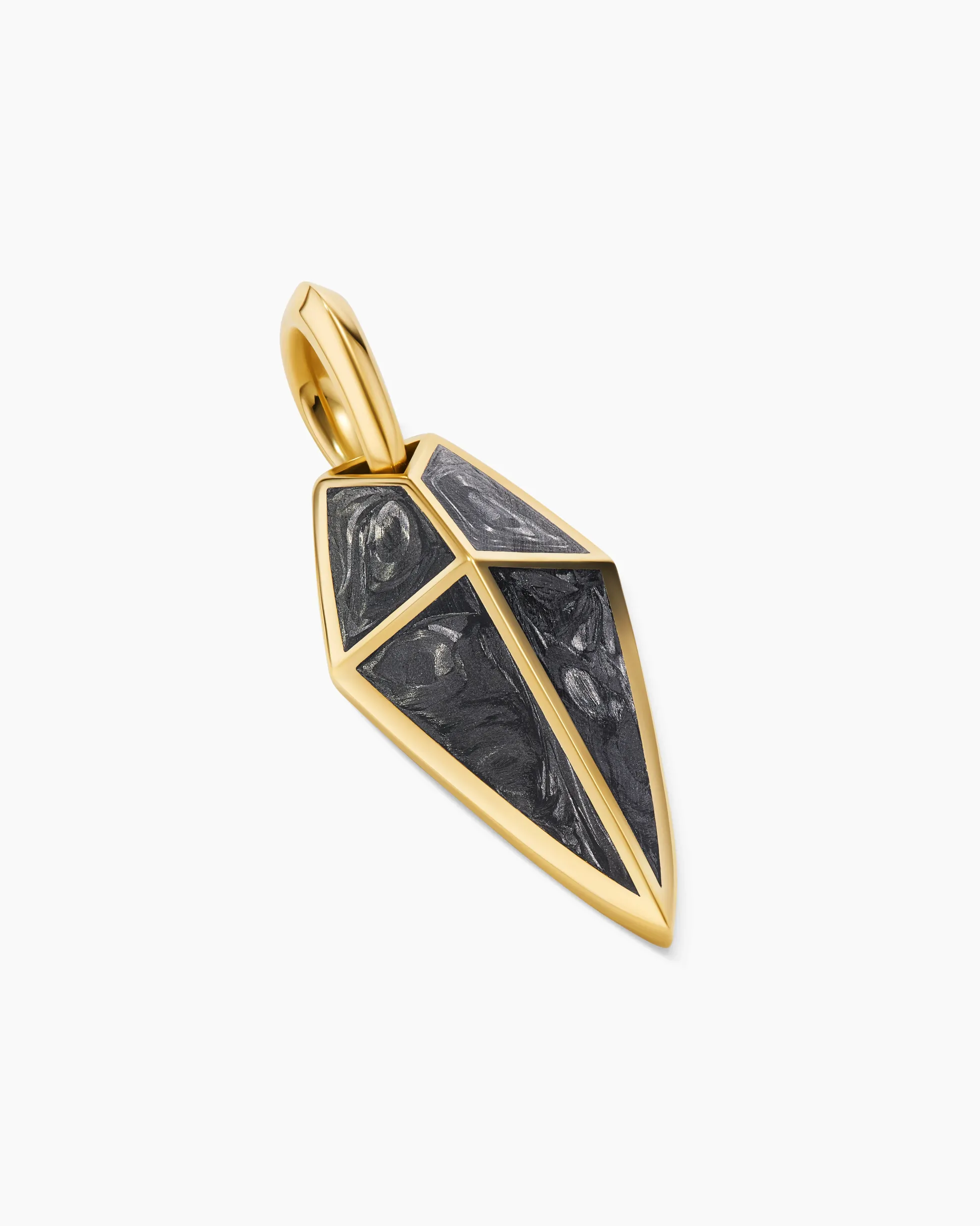 Spearpoint Amulet 18K Yellow Gold with Forged Carbon, 27mm