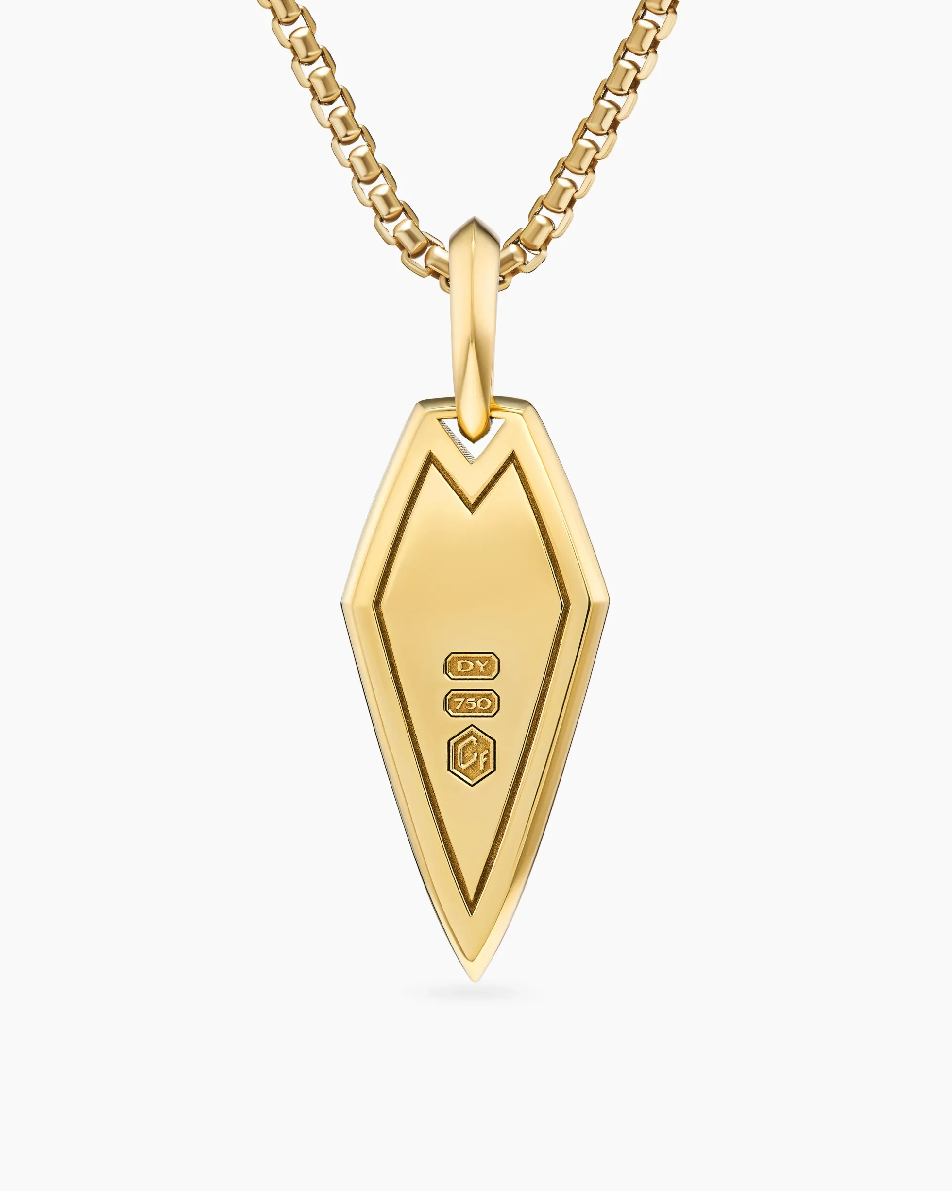 Spearpoint Amulet 18K Yellow Gold with Forged Carbon, 27mm