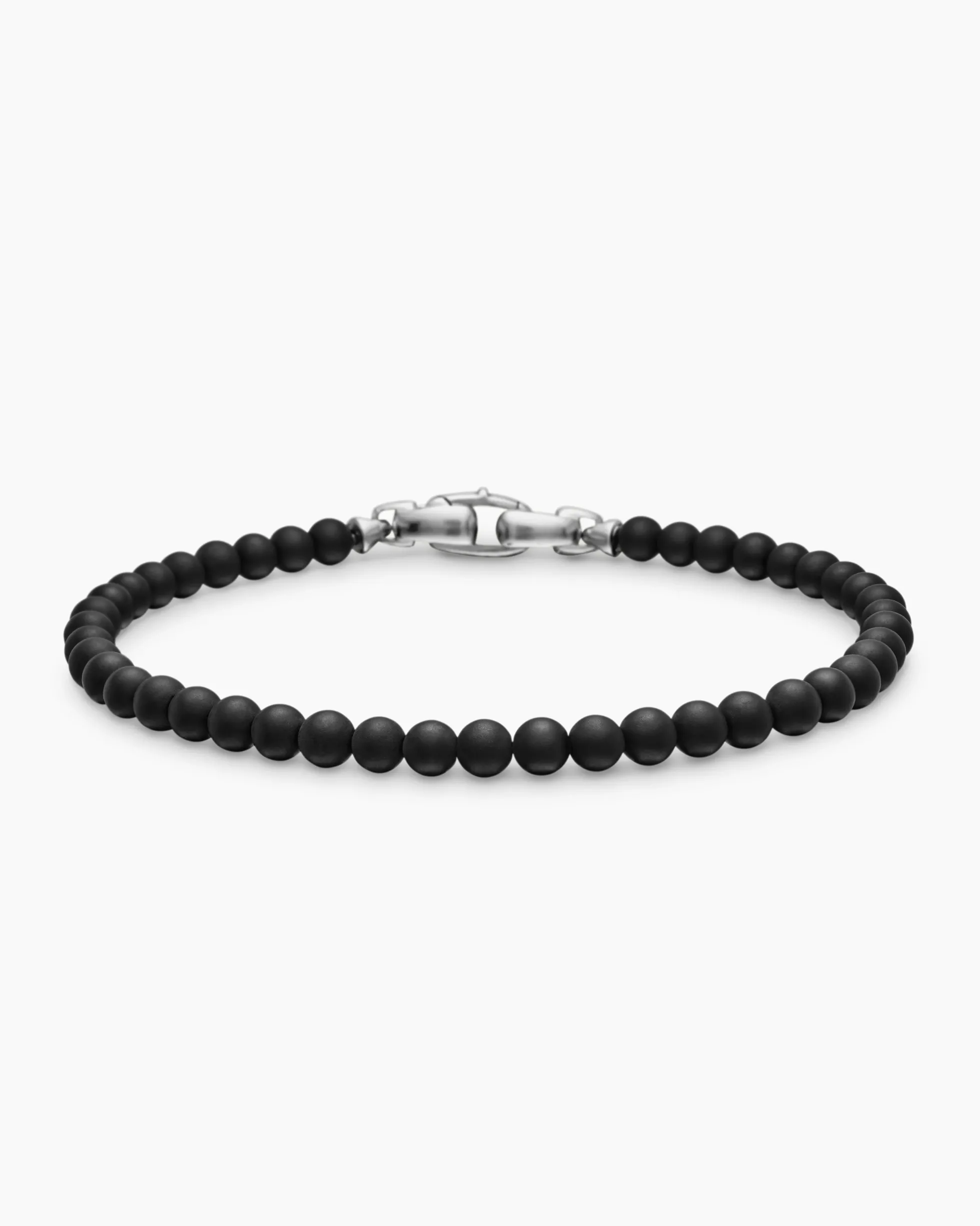 Spiritual Beads Bracelet Black Onyx with Sterling Silver, 4mm