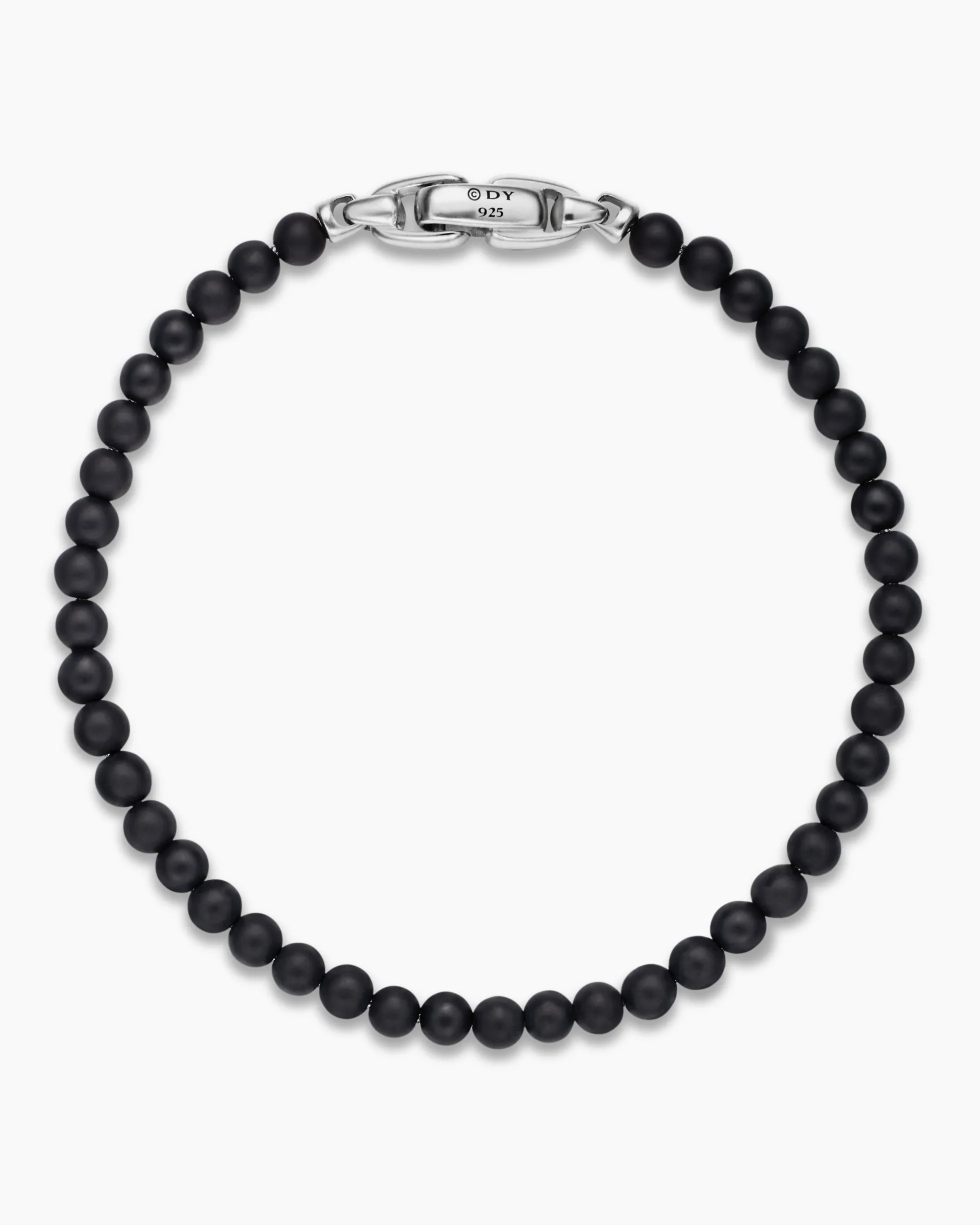 Spiritual Beads Bracelet Black Onyx with Sterling Silver, 4mm