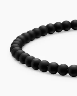 Spiritual Beads Bracelet Black Onyx with Sterling Silver, 4mm