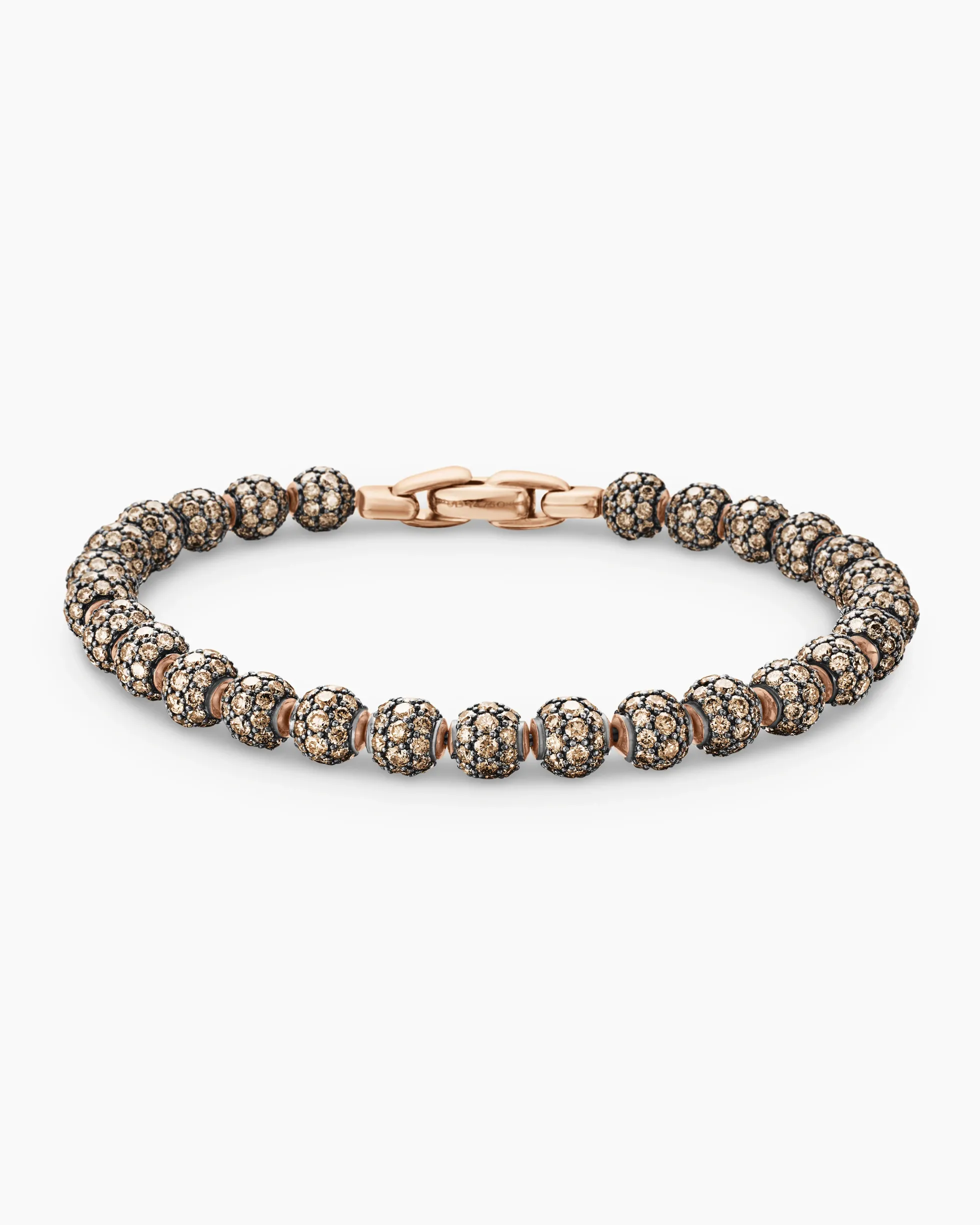Spiritual Beads Bracelet 18K Rose Gold and Pavé Cognac Diamonds, 6mm