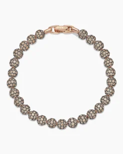 Spiritual Beads Bracelet 18K Rose Gold and Pavé Cognac Diamonds, 6mm