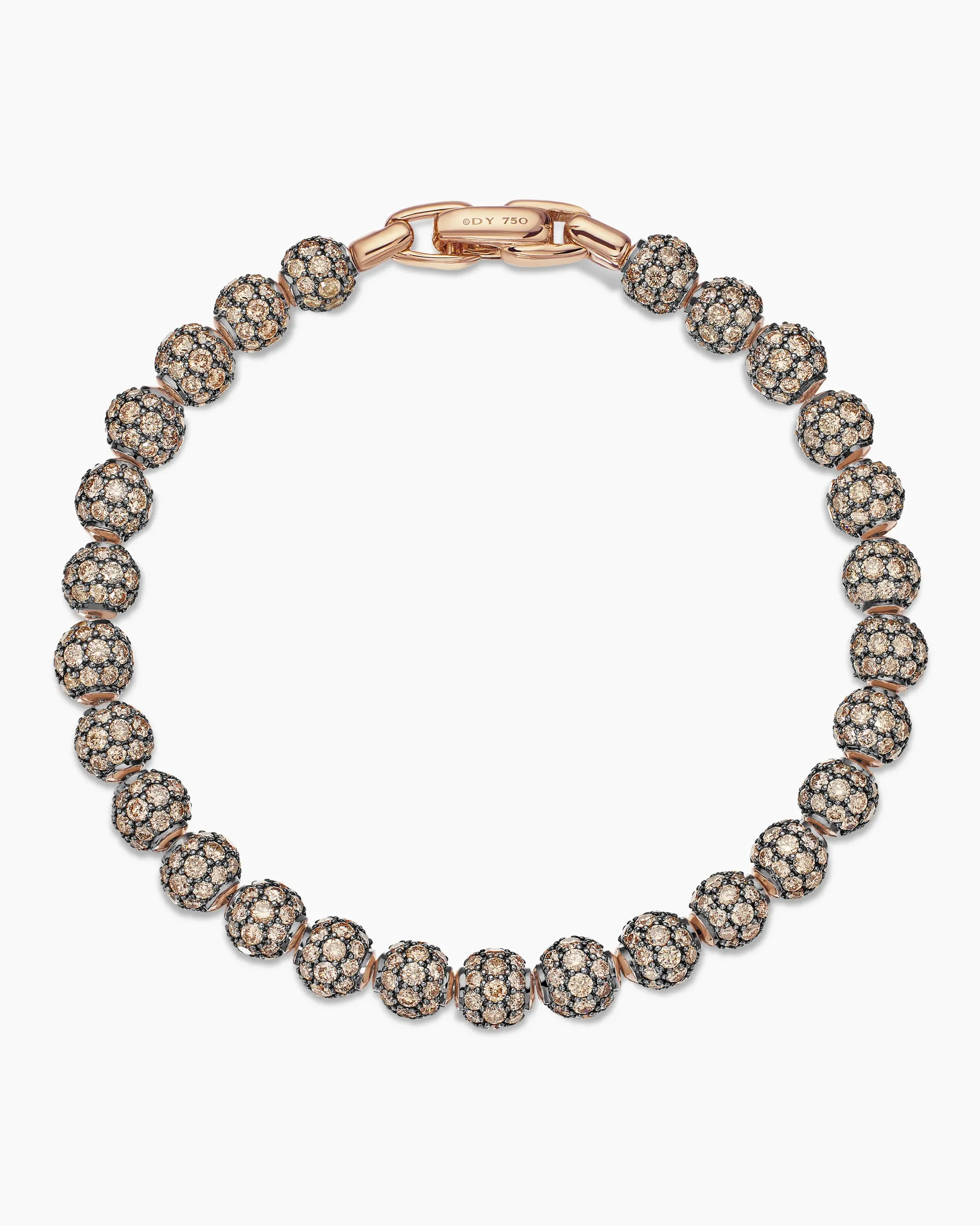 Spiritual Beads Bracelet 18K Rose Gold and Pavé Cognac Diamonds, 6mm