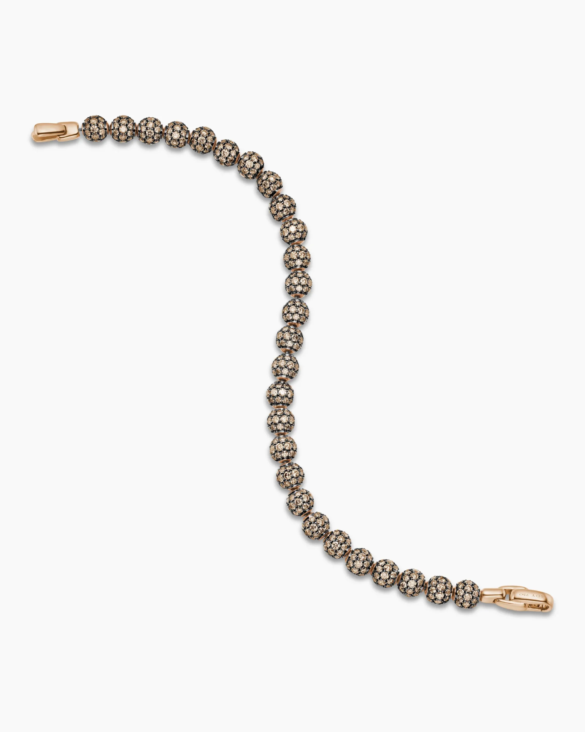 Spiritual Beads Bracelet 18K Rose Gold and Pavé Cognac Diamonds, 6mm