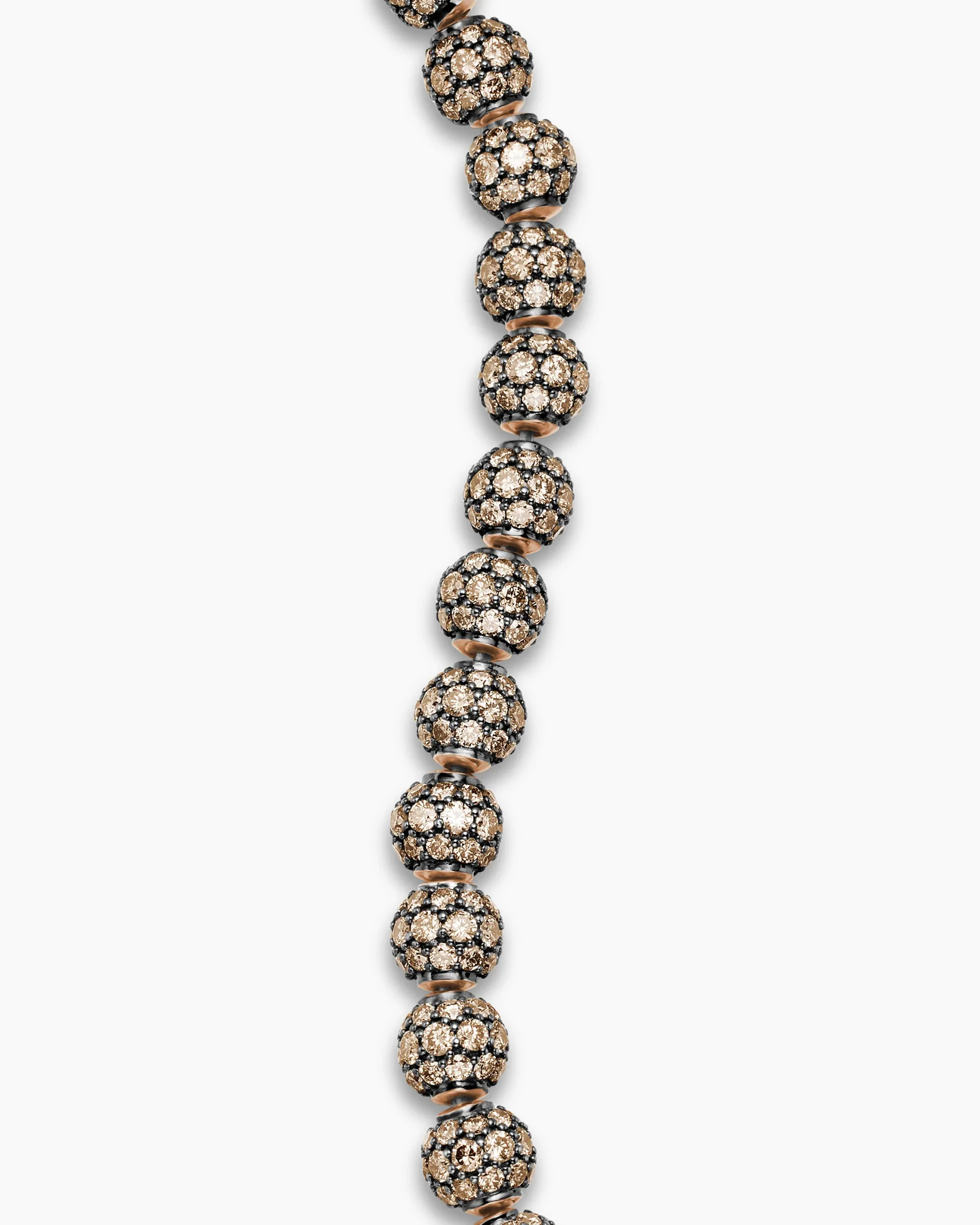 Spiritual Beads Bracelet 18K Rose Gold and Pavé Cognac Diamonds, 6mm