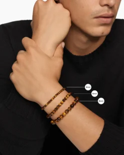 Spiritual Beads Bracelet 18K Rose Gold and Pavé Cognac Diamonds, 6mm