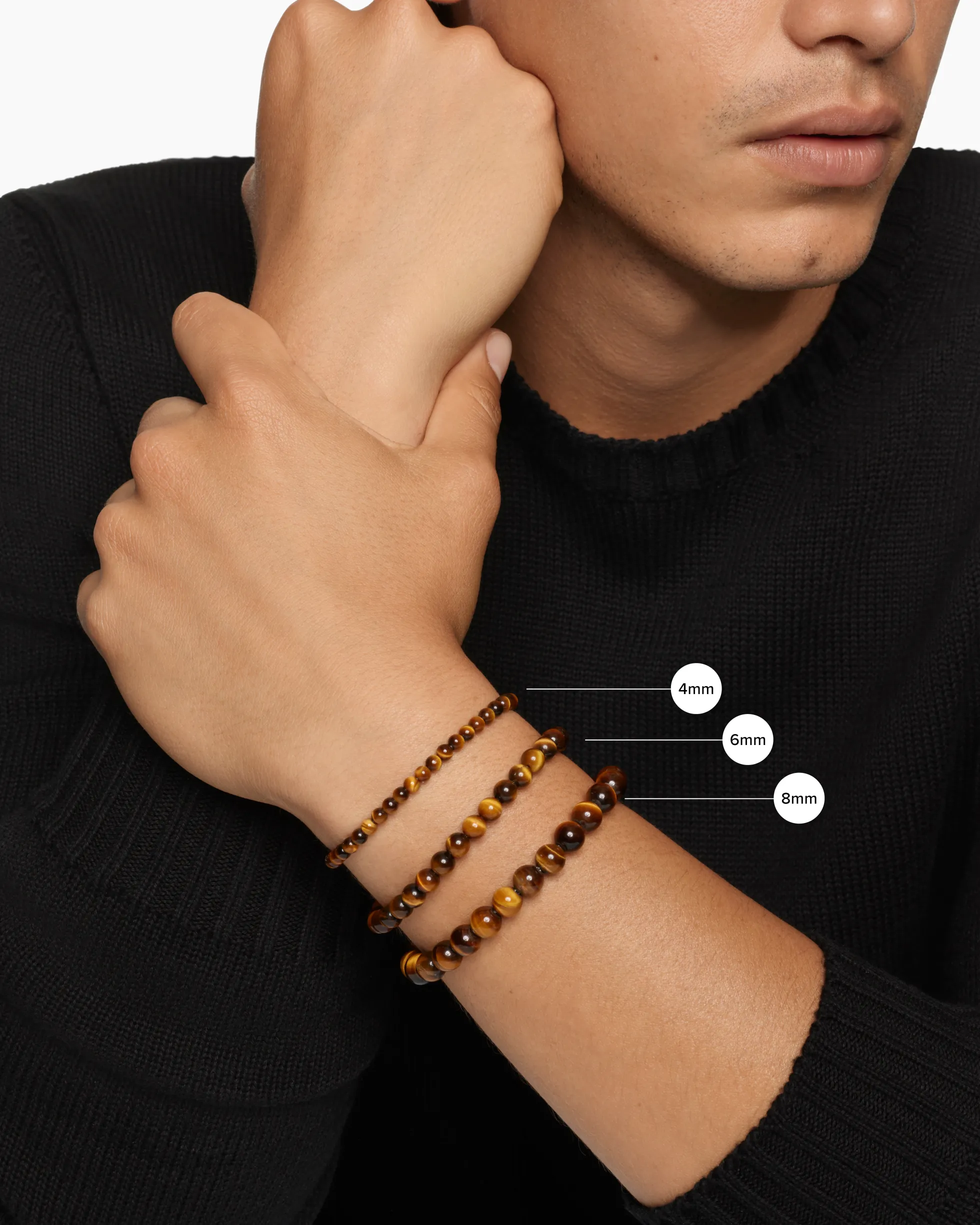Spiritual Beads Bracelet 18K Rose Gold and Pavé Cognac Diamonds, 6mm