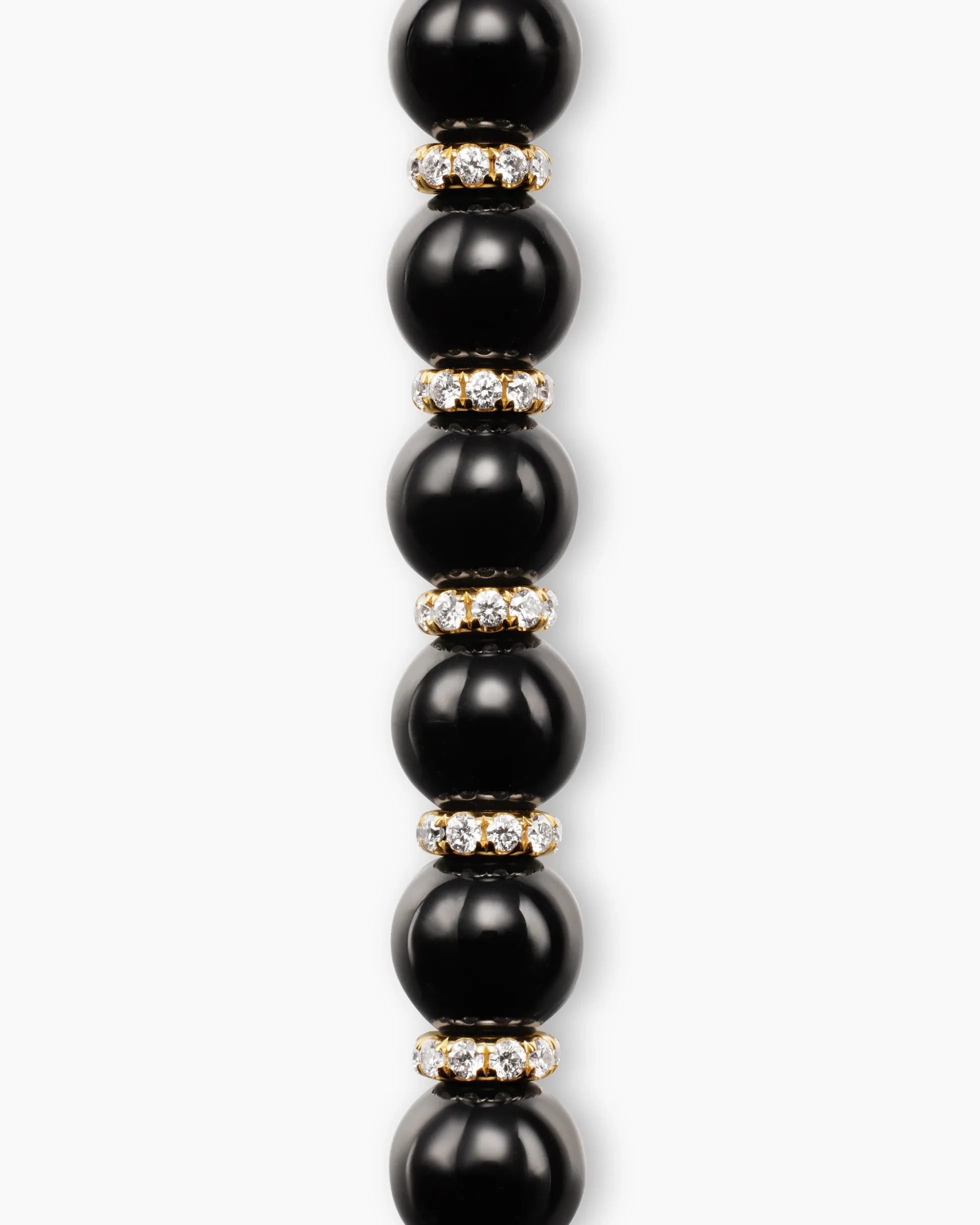 Spiritual Beads Bracelet 18K Yellow Gold with Black Onyx and Diamonds, 6mm
