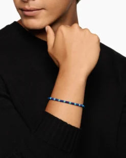 Spiritual Beads Bracelet 18K Yellow Gold with Lapis and Turquoise, 4mm